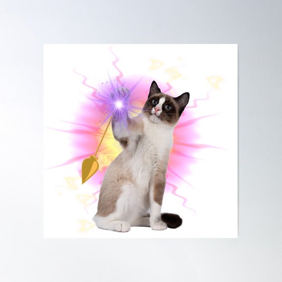 Magic Wizard Cat Poster Wall Art, Modern Wall Decor For Living Room Bedroom, 30x30 UNFRAMED