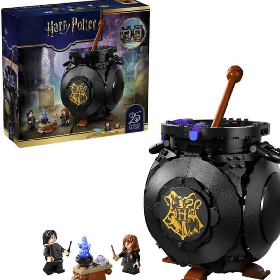 Magic Wizard Potion Cauldron Building Set with Minifigures and Accessories, Wizardry School Themed Collectible Model Kit, Compatible Building Bricks Display Decor