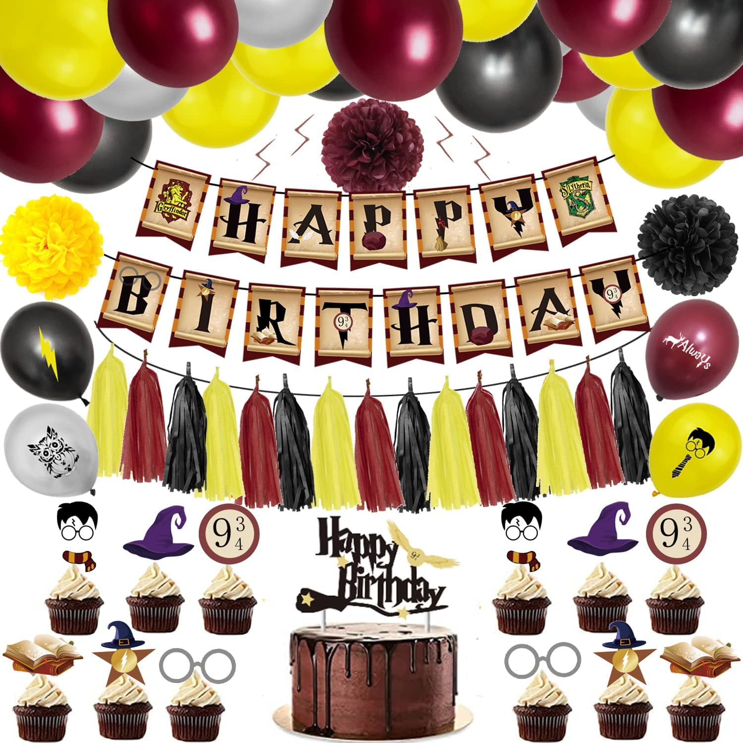 Magic Wizard School Balloons Garland Kit, 105 Pcs Burgundy Black Gold  Balloon Arch Wizard Birthday Banner for Kids Birthday Party Baby Shower for  Boys Girls Magic Wizard School Theme Party Decoration -, image size:1500x1500