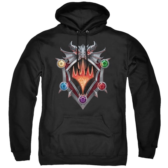 Magic X D & D  Adventures In The Forgotten Realms AFR Shield Logo Unisex Adult Pull-Over Hoodie, AFR Shield Logo, Large