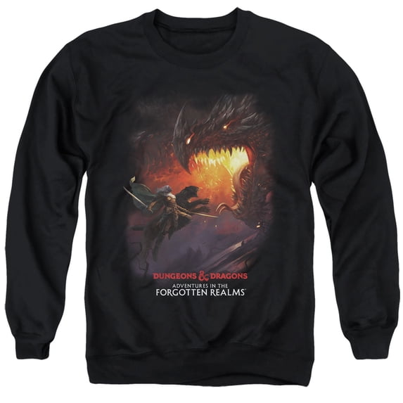 Magic X D & D Adventures In The Forgotten Realms Drizzt and Dragon Unisex Adult Crewneck Sweatshirt, Drizzt and Dragon, 3X-Large