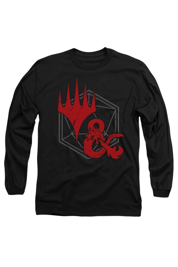 Magic X D & D  Adventures in The Forgotten Realms AFR Crossover Logo Unisex Adult Long-Sleeve T Shirt, AFR Crossover Logo, Medium