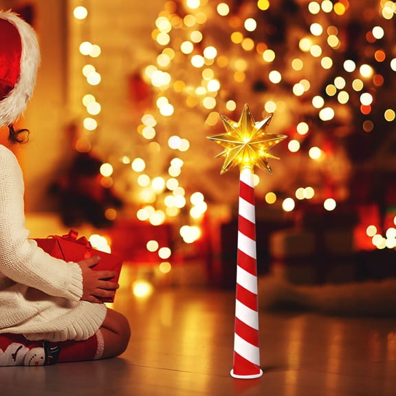 Magic Xmas Tree Lighting Controller Wand, Wireless Remote with Glowing Star, Red and White Stripes, Ideal for Tree Lights, Perfect for Holiday Staging and Navidad Tree Decor