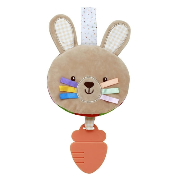 Magic Years 7 inch Plush Bunny Activity Book with Teether and Travel Hook for babies and toddlers