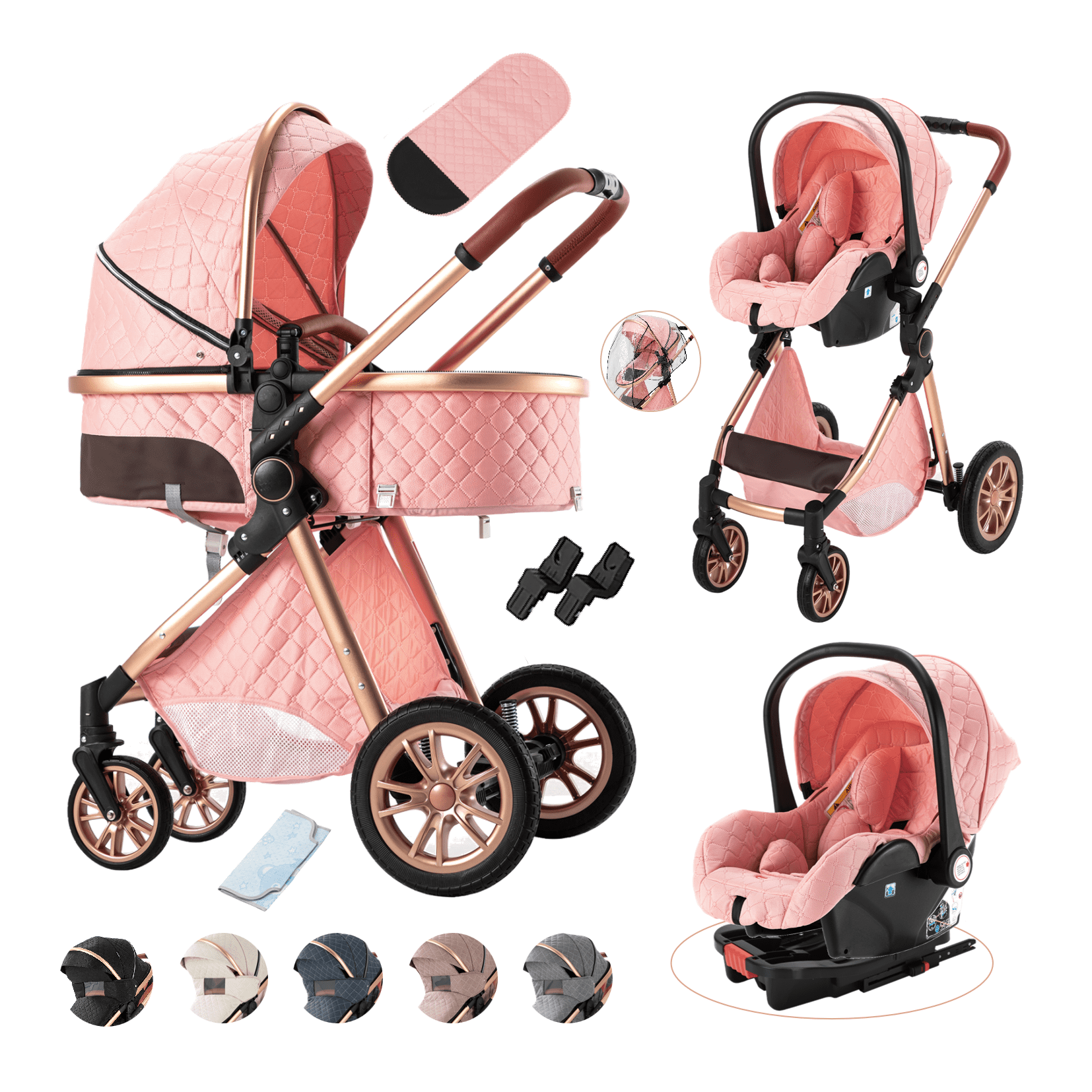 Magic Zc Baby Stroller 3-in-1 Travel System and Seat Combo,Suitable for Infant and Toddlers,Pink