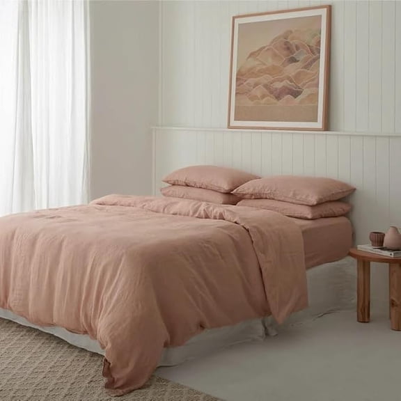 Magic bedding Linen Duvet Cover, Farmhouse Bed Cover Washed Soft Linen King Bedding, Bohemian Bedding, Shaby Chick Queen King Linen Bedding, Luxury Comforter Cover (Super King 100X112)