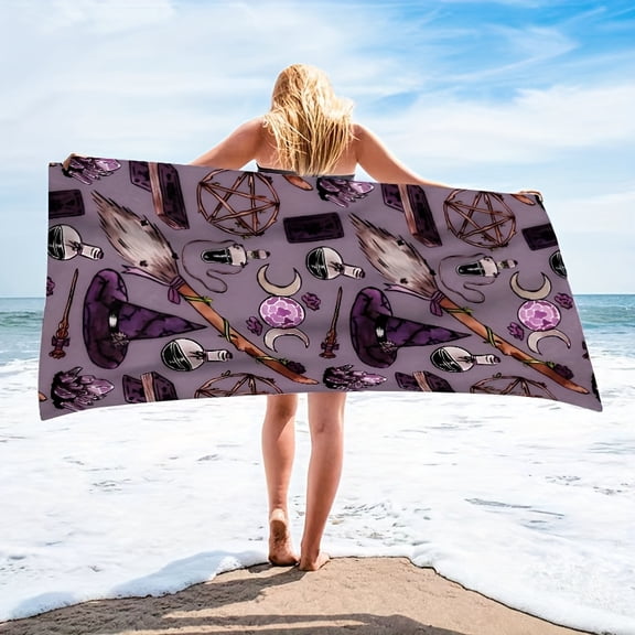 Magic cap pattern beach towel for seaside beach, swimming pool, bathroom, camping trip, yoga fitness multipurpose beach towel