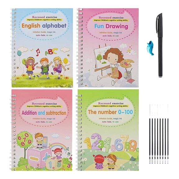 Magic grooved Writing Practice Book, Reusable grooved Handwriting Practice for Kids, Tiny Thinkers Handwriting Practice Magic Copybook, for grooved Writing Books For Kids 3 8 Preschool Learning