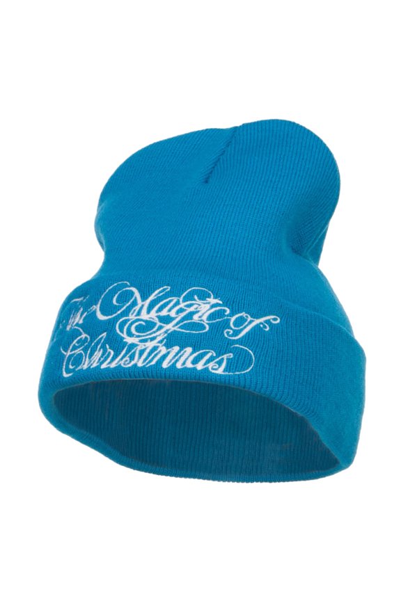 Magic of Christmas Embroidered Long Beanie - Aqua OSFM