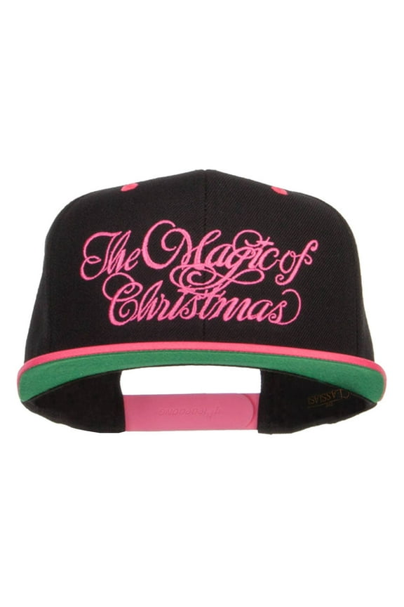 Magic of Christmas Embroidered Snapback - Black Pink OSFM