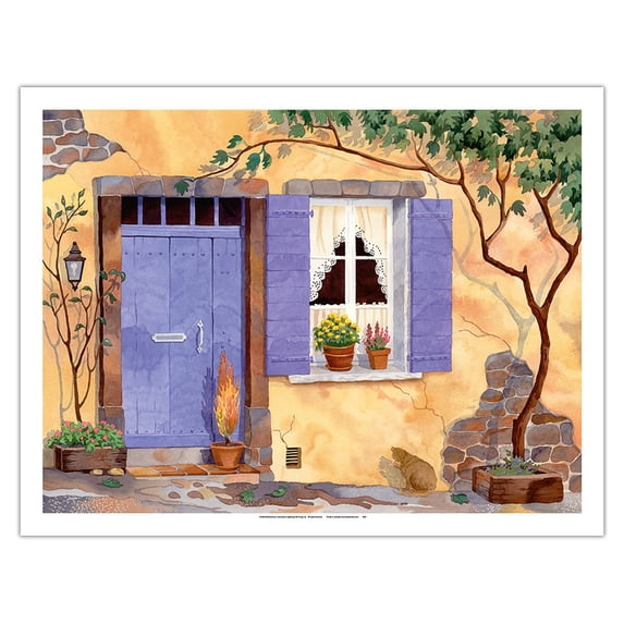 Magic of Provence - France - From an Original Watercolor Painting by Robin Wethe Altman - Fine Art Matte Paper Print (Unframed) 20x26in