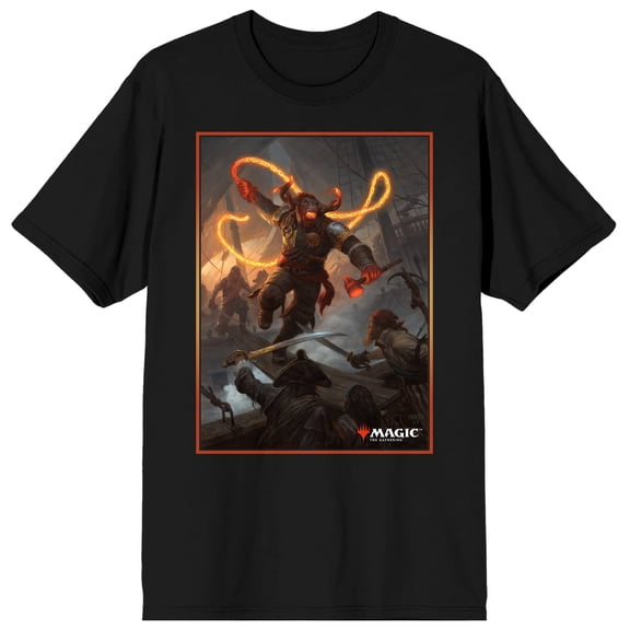 Magic the Gathering Angrath Flaming Chain Men's Black T-shirt-M