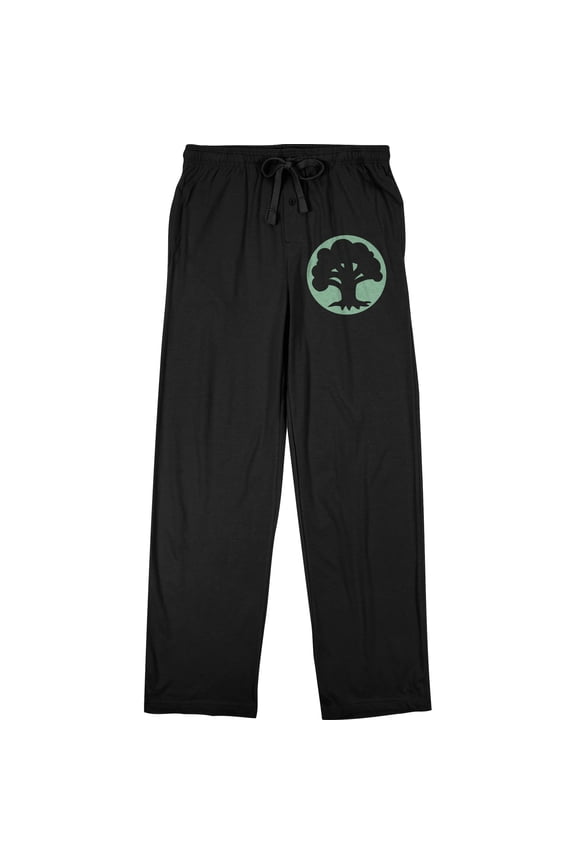 Magic the Gathering Green Mana Men's Black Sleep Pants-Small