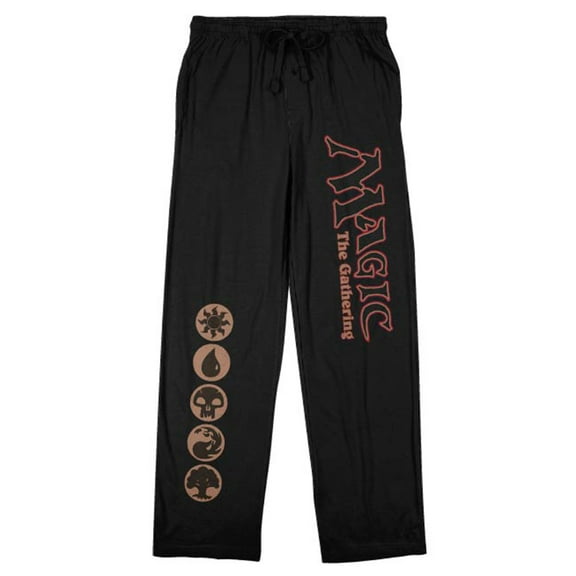 Magic the Gathering Logo and Icons Men's Black Graphic Sleep Pants-XL