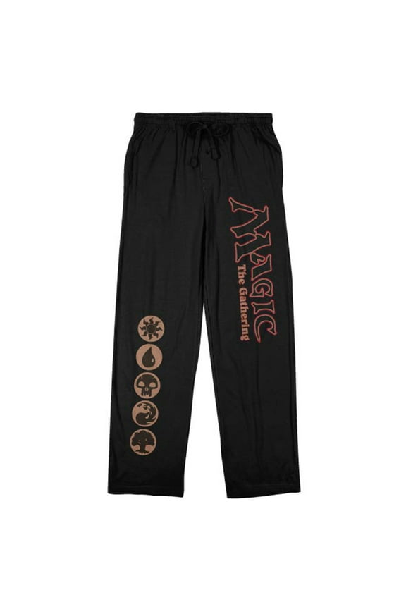 Magic the Gathering Logo and Icons Men's Black Graphic Sleep Pants-XL