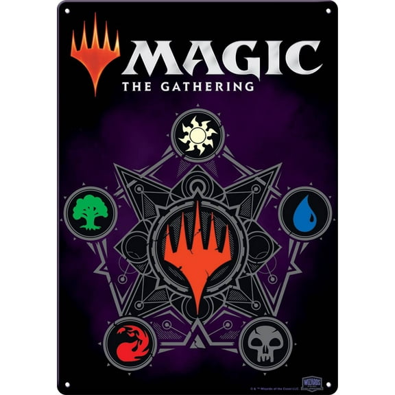 Magic the Gathering Mana Symbols Metal Sign (11.5" x 8.25")