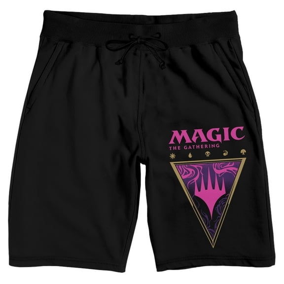 Magic the Gathering Planeswalker Symbols Logo Men's Black Drawstring Sleep Pajama Shorts-Small