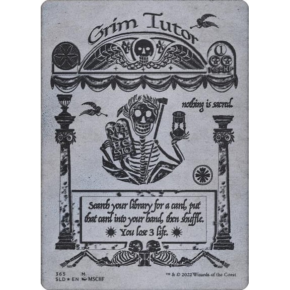 Magic the Gathering - Secret Lair - Grim Tutor (Silver Laminate) Light Play Foil