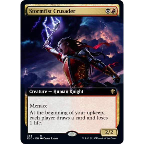 Magic the Gathering - Throne of Eldraine - Extended Art Stormfist Crusader Light Play Foil
