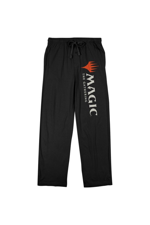 Magic the Gathering Title Logo Men's Black Graphic Sleep Pajama Pants-Large