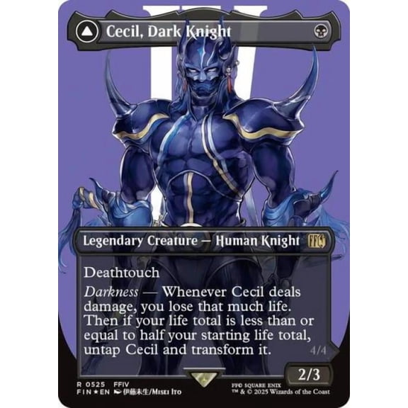 Magic the Gathering - Universes Beyond: FINAL FANTASY - Cecil, Dark Knight (Borderless) (Surge Foil) Near Mint Foil