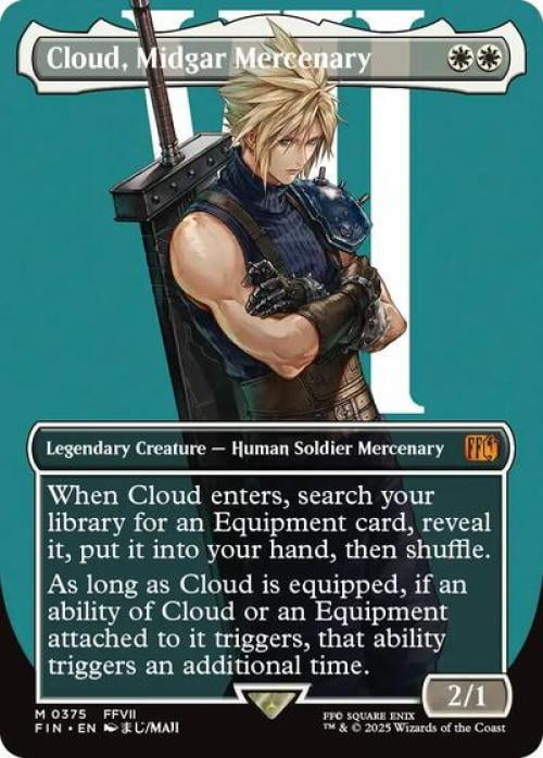 Magic the Gathering - Universes Beyond: FINAL FANTASY - Cloud, Midgar Mercenary (Borderless) Near Mint