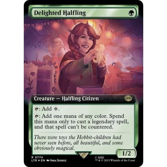 Magic the Gathering - Universes Beyond: The Lord of the Rings: Tales of Middle-earth - Delighted Halfling (Extended Art) (Surge Foil) Light Play Foil