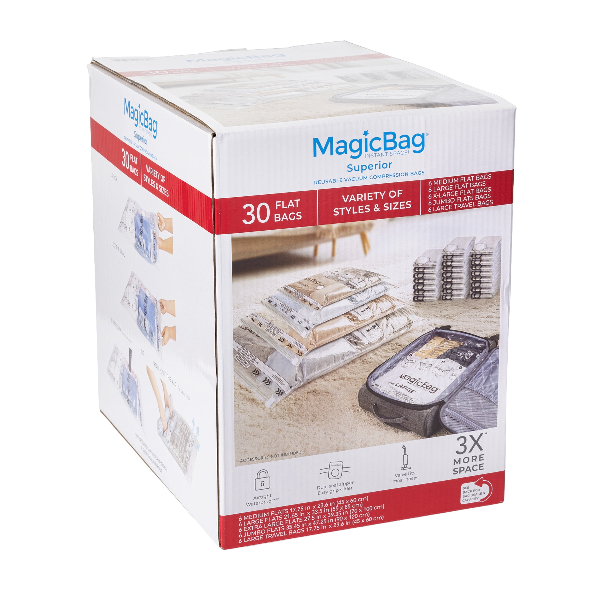 SuG×MALKOMALKA バッグ　グッズ MagicBag Variety Pack Vacuum Storage Bags, 30 Pack Flat