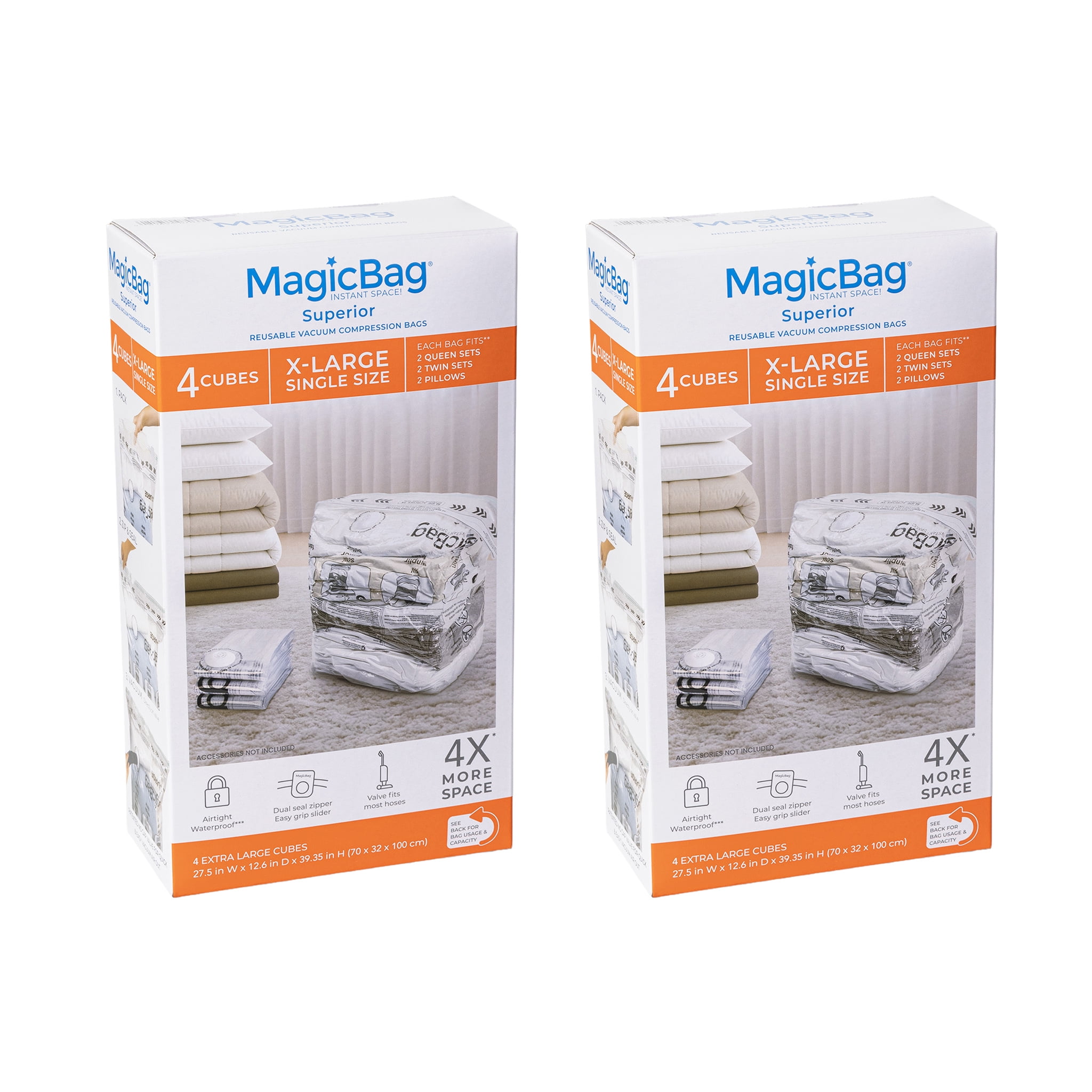 MagicBag X-Large Vacuum Storage Bags, 8 Pack Cube Compression Bags