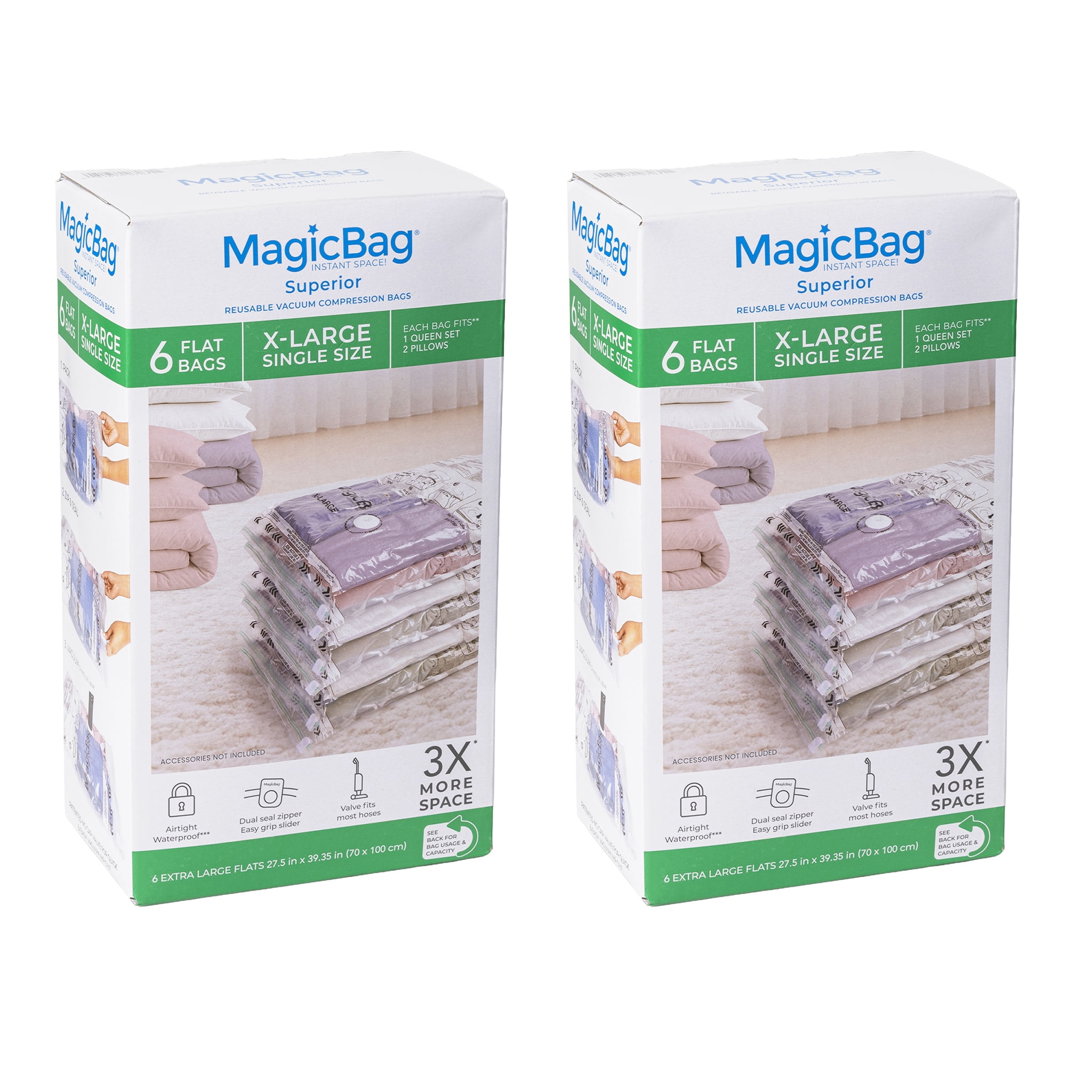 MagicBag X-Large Vacuum Storage Bags, 12 Pack Flat Compression