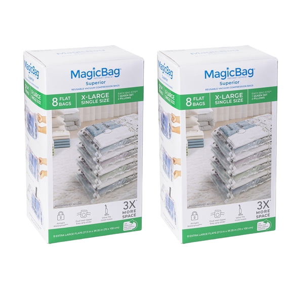 MagicBag X-Large Vacuum Storage Bags, 16 Pack Flat Compression Bags for Bedding, Space Saving & Airtight