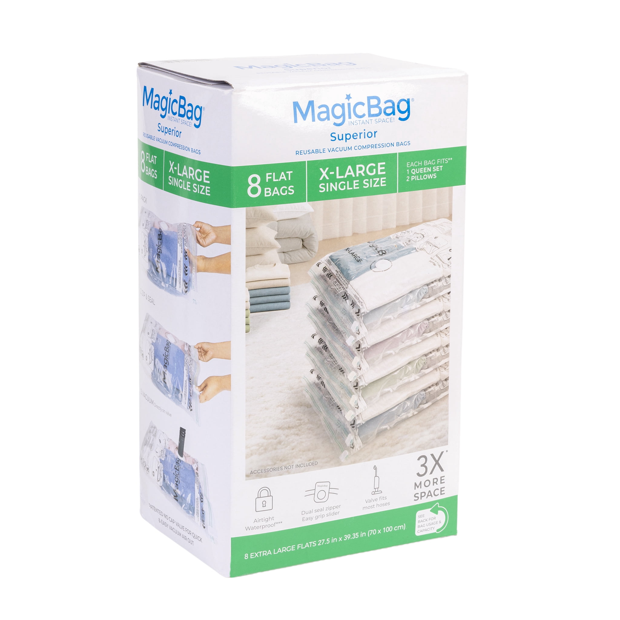 MagicBag X-Large Vacuum Storage Bags, 8 Pack Flat Compression Bags