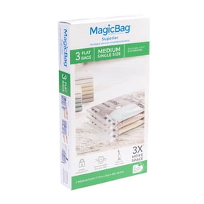 MagicBag Medium Vacuum Storage Bags, 3 Pack Flat Compression Bags for Clothing, Space Saving & Airtight