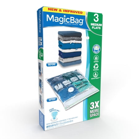 MagicBag Space Saver bag, Vacuum Storage Bag, Flat, Medium, Clear