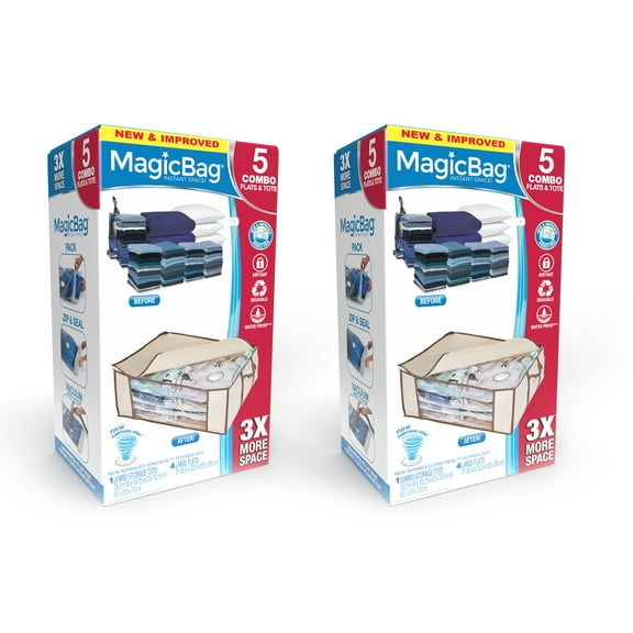 MagicBag by Smart Design Closet Organizer Tote Set with 8 Large Vacuum-Seal Bags and 2 Storage Totes, 10-Piece