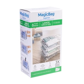 MagicBag Large Vacuum Storage Bags, 6 Pack Flat Compression Bags for Clothing, Space Saving & Airtight