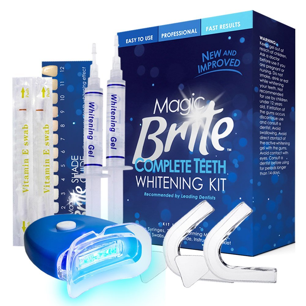 MagicBrite Complete Teeth Whitening Kit 2 Carbamide Peroxide Whitening Gel Pens with 1 LED Light At Home Whitening - image 1 of 10