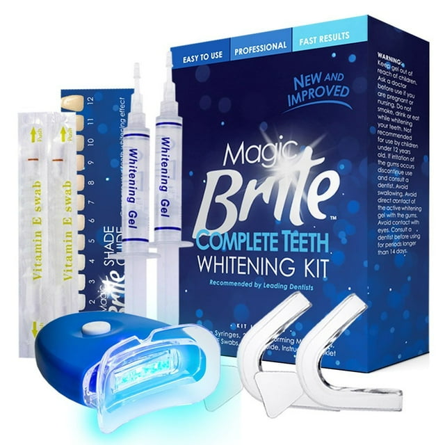 MagicBrite Complete Teeth Whitening Kit 2 Carbamide Peroxide Whitening Gel Pens with 1 LED Light At Home Whitening