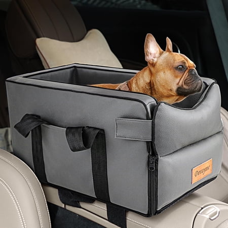 MagicFox Forward Facing Dog Car Seat - Small Pet Carpool Seat Center Console for Small Dogs Seats,Adjustable Straps Perfect for Small Pets Up to 12lbs,Fits for All Cars Back Seat(Gray)