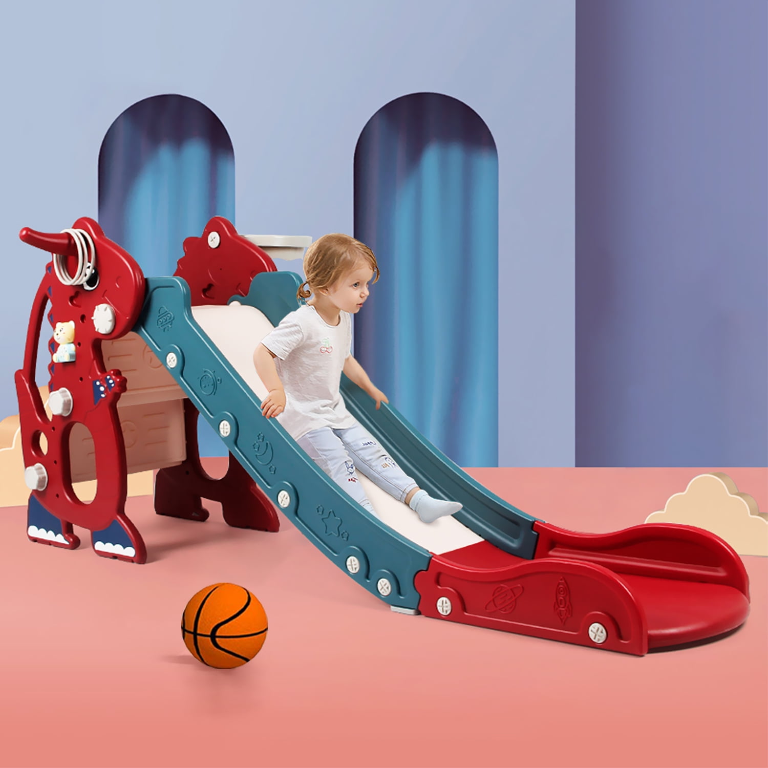 MagicFox Toddler Slide for Toddler Age 1-3 Indoor Plastic Slide Outdoor ...