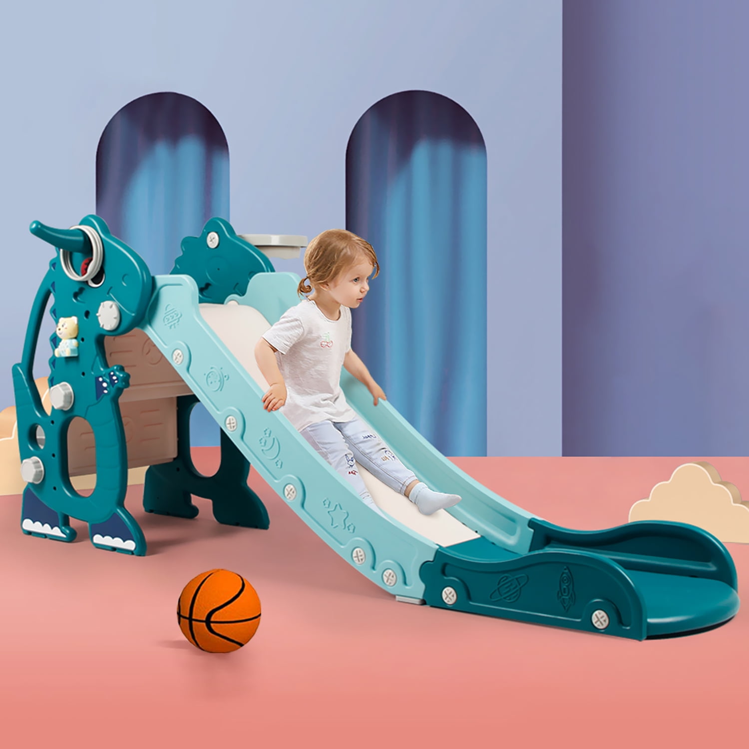 MagicFox Toddler Slide for Toddler Age 1-3 Indoor Plastic Slide Outdoor ...