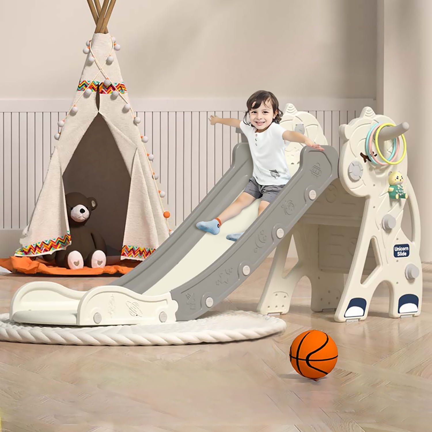 MagicFox Toddler Slide for Toddler Age 1-3 Indoor Plastic Slide Outdoor ...