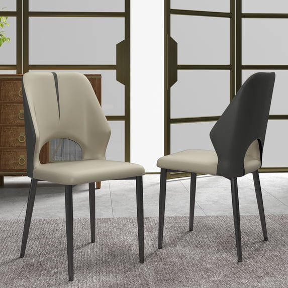bokifol Dining Chairs Set of 2 for Kitchen, Modern Leather Upholstered Armless Side Chairs,Gray