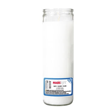 MagicLight Religious Candles 16 oz - Clear Glass Jar, Unscented White Wax