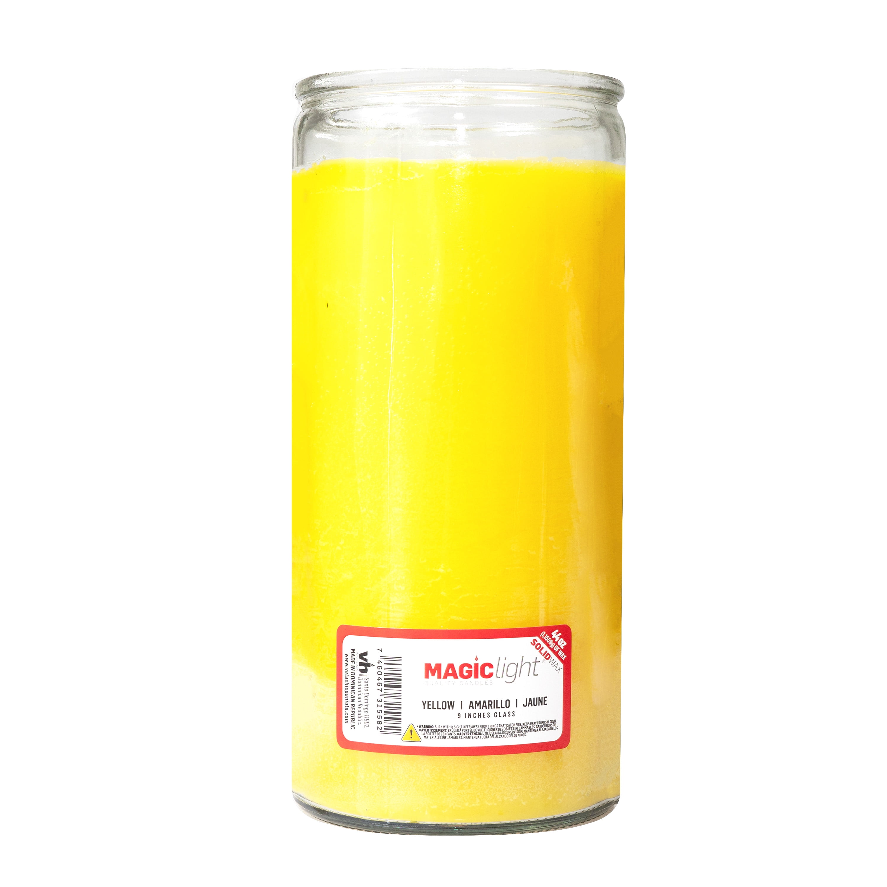 MagicLight Religious Candles 44 oz Clear Glass Jar, Unscented Yellow