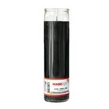 MagicLight Religious Candles 9.6 oz - Clear Glass Jar, Unscented Black Wax