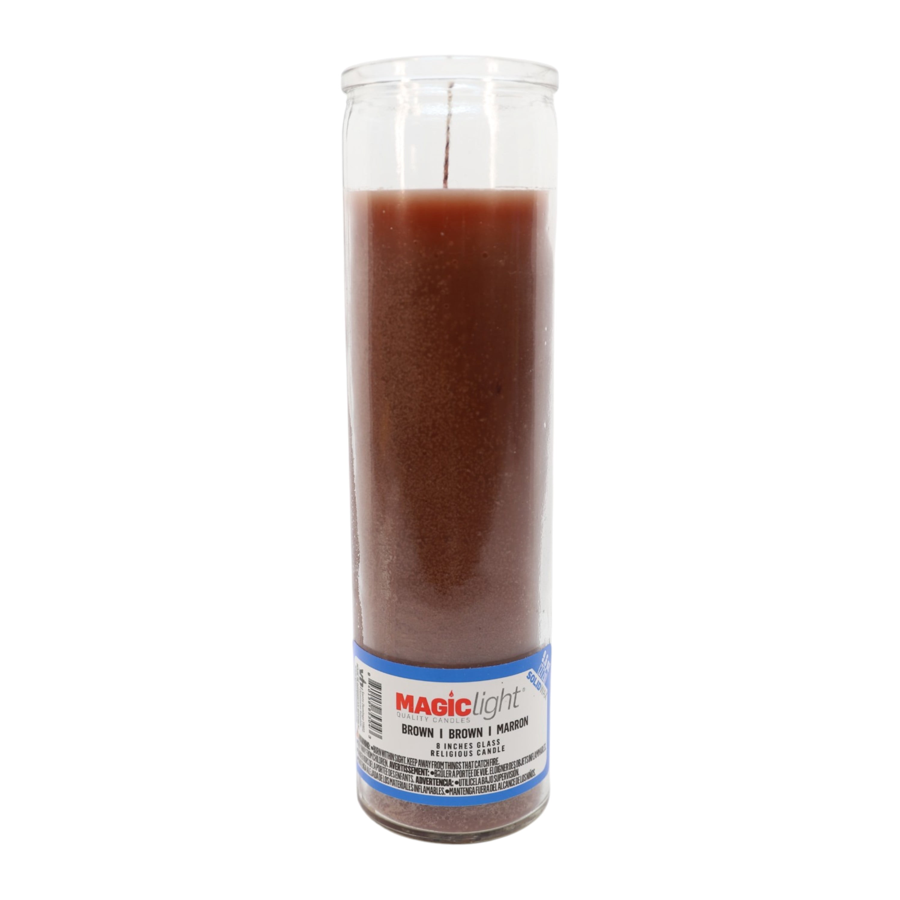 MagicLight Religious Candle 9.6 oz Unscented Brown Wax in Clear Glass Jar