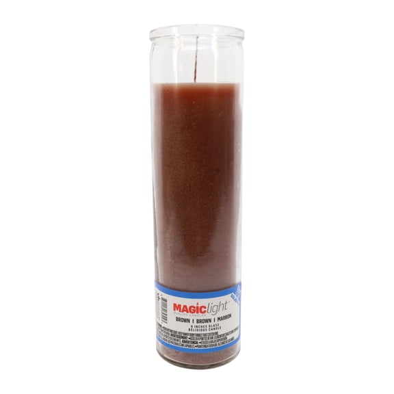 MagicLight Religious Candle 9.6 oz Unscented Brown Wax in Clear Glass Jar