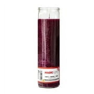 MagicLight Religious Candles 9.6 oz - Clear Glass Jar, Unscented Purple Wax