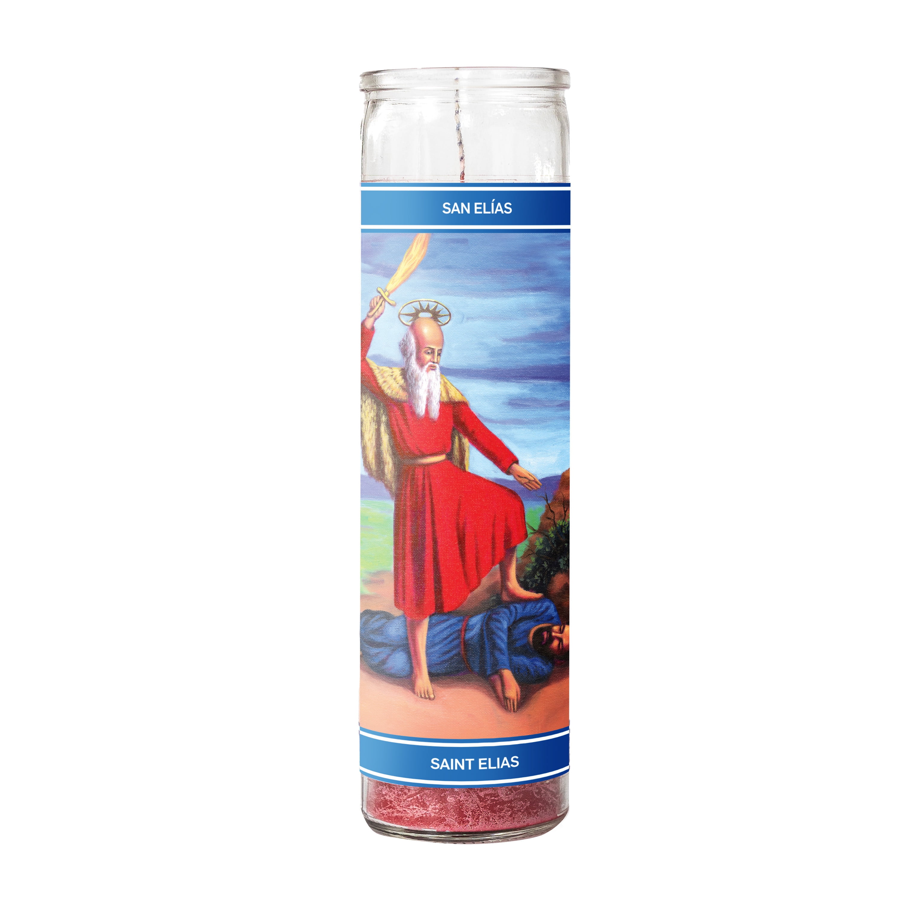 MagicLight Religious Candles 9.6 oz - Glass Jar, Unscented, St Elias Red